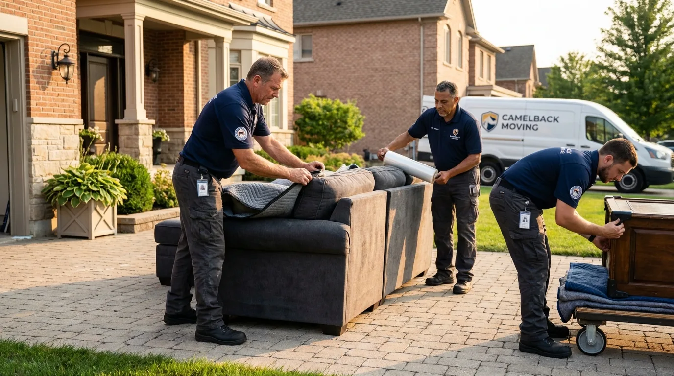 Large estate moving crew wrapping furniture in Sheffield, MA
